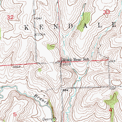 Topographic Map of Black Bear School, WI