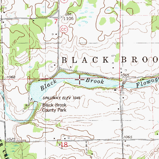 Topographic Map of Black Brook Flowage, WI