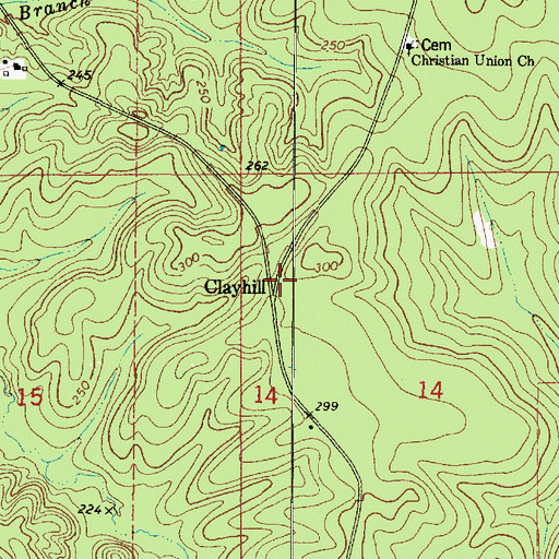 Topographic Map of Clayhill, AL