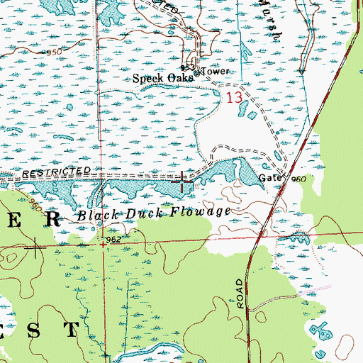 Topographic Map of Black Duck Flowage, WI
