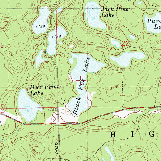 Topographic Map of Black Fox Lake, WI