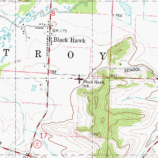Topographic Map of Black Hawk Elementary School, WI