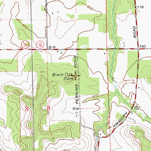 Topographic Map of Black Oak Cemetery, WI