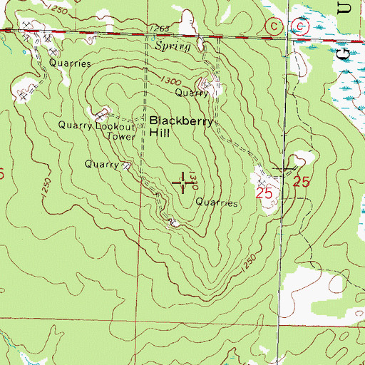 Topographic Map of Blackberry Hill, WI