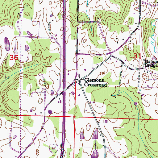 Topographic Map of Clemons Crossroad, AL