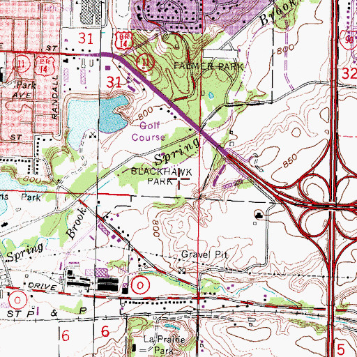 Topographic Map of Blackhawk Park, WI