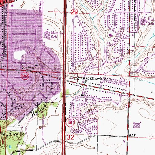 Topographic Map of Blackhawk School, WI