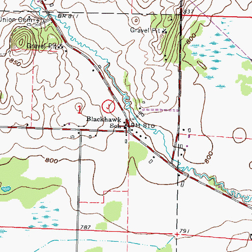Topographic Map of Blackhawk School, WI
