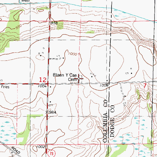 Topographic Map of Blaen Y Cae Cemetery, WI