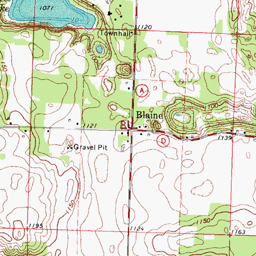 Topographic Map of Blaine, WI