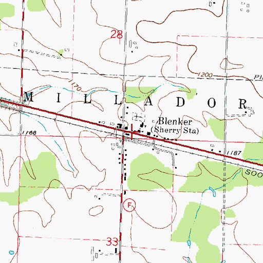 Topographic Map of Blenker, WI