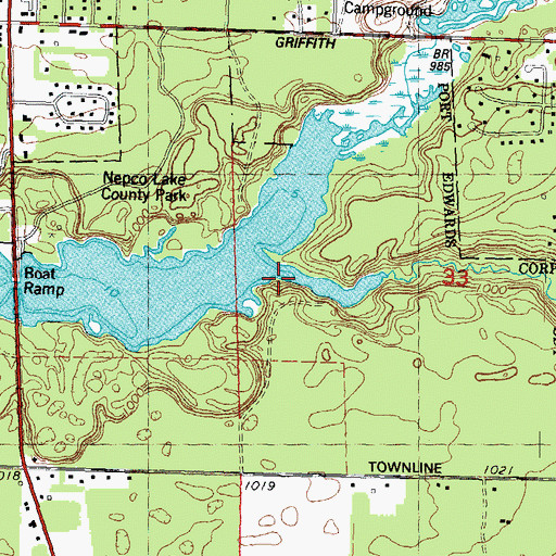 Topographic Map of Bloody Run, WI