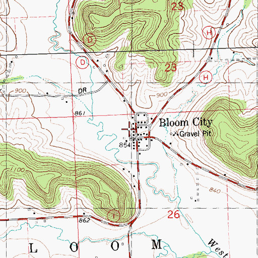 Topographic Map of Bloom City, WI