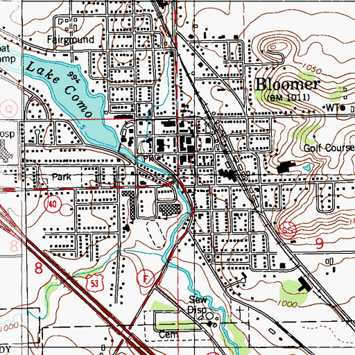 Topographic Map of Bloomer, WI