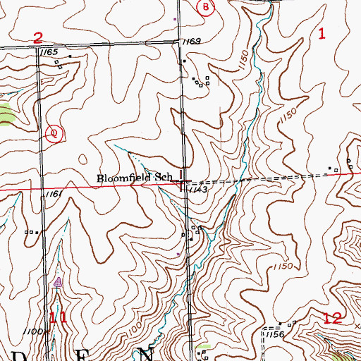 Topographic Map of Bloomfield School, WI