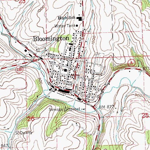 Topographic Map of Bloomington, WI