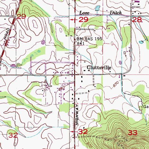 Topographic Map of Cluttsville, AL
