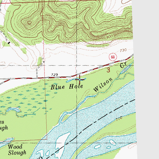 Topographic Map of Blue Hole, WI