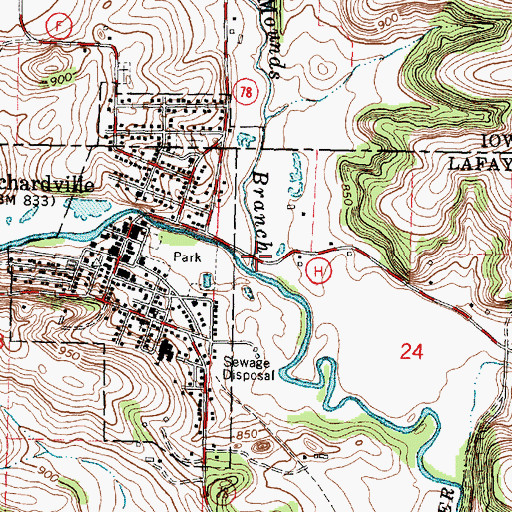 Topographic Map of Gordon Creek, WI