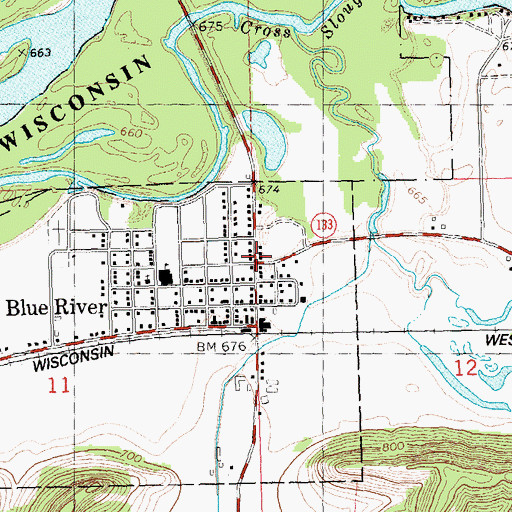Topographic Map of Blue River, WI