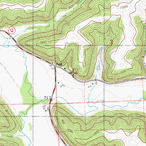 Topographic Map of Blue River Mill School, WI
