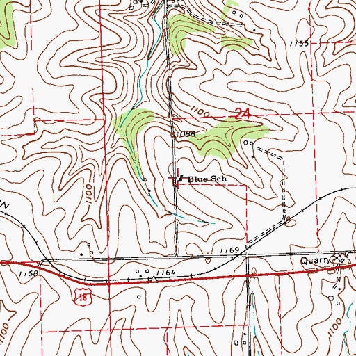 Topographic Map of Blue School, WI