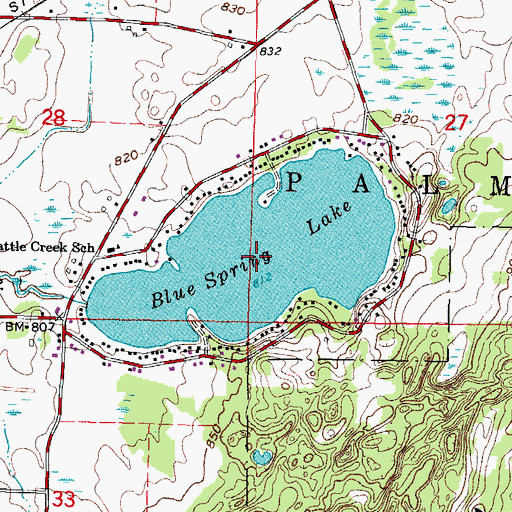 Topographic Map of Blue Spring Lake, WI