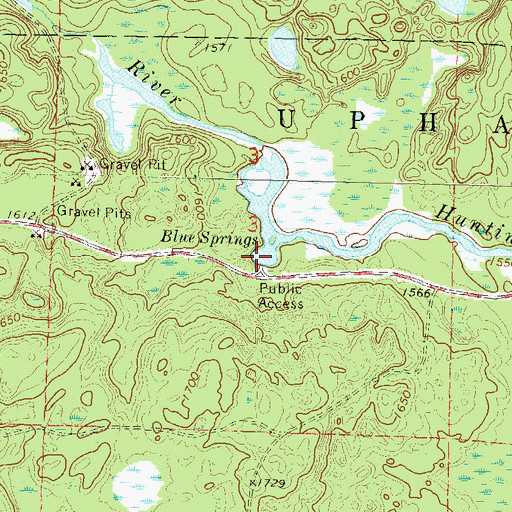 Topographic Map of Blue Springs, WI