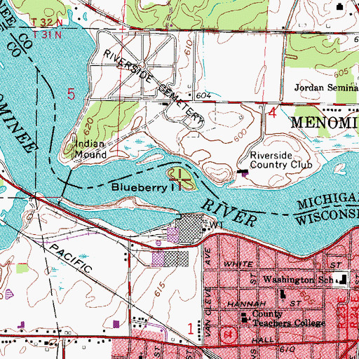 Topographic Map of Blueberry Island, WI
