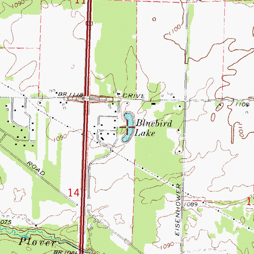 Topographic Map of Bluebird Lake, WI