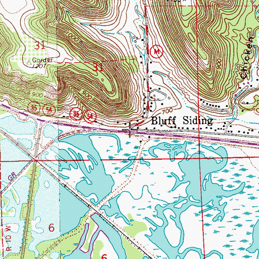 Topographic Map of Bluff Siding, WI