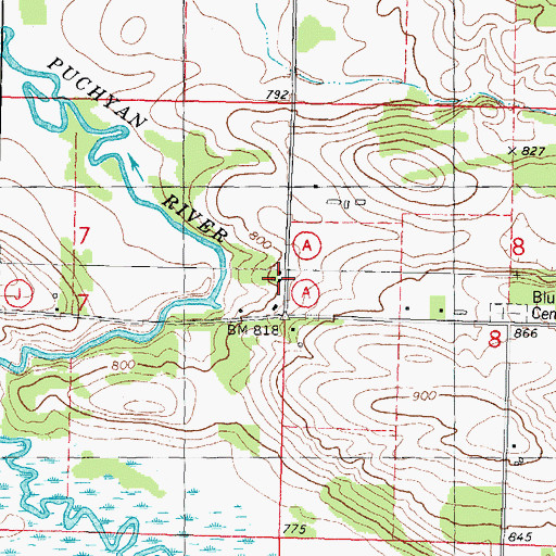 Topographic Map of Bluffton School (historical), WI