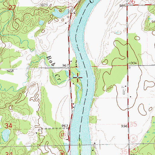 Topographic Map of Bob Creek, WI