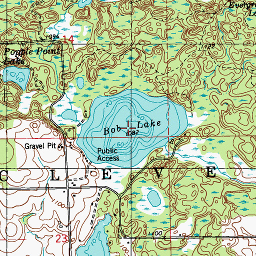 Topographic Map of Bob Lake, WI