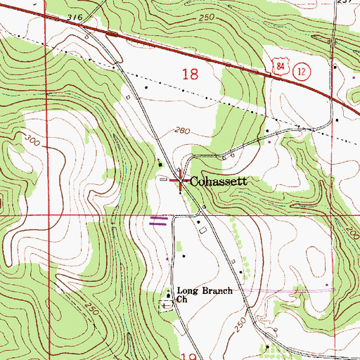 Topographic Map of Cohassett, AL