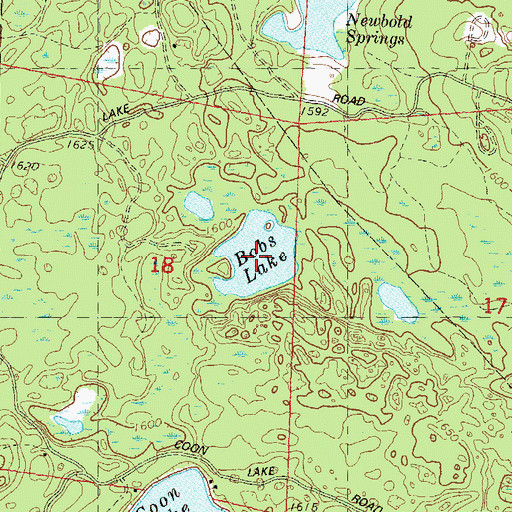 Topographic Map of Bobs Lake, WI