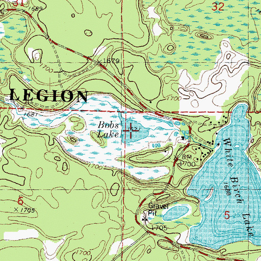 Topographic Map of Bobs Lake, WI