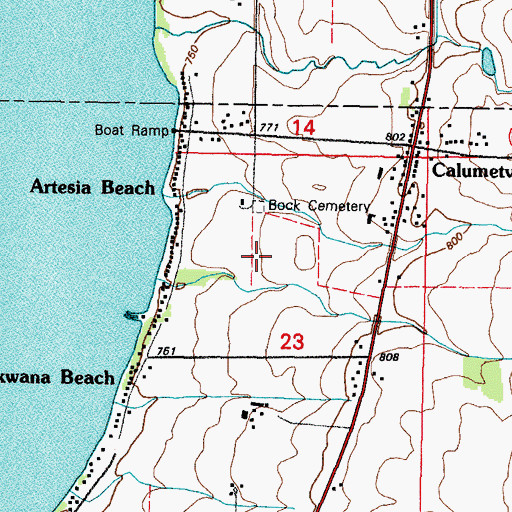 Topographic Map of Bock Cemetery, WI