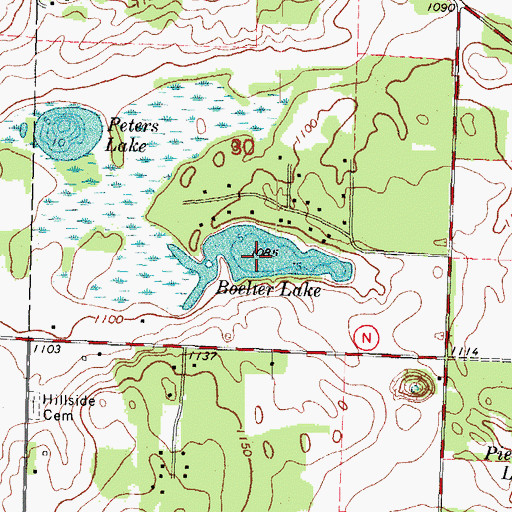 Topographic Map of Boelter Lake, WI