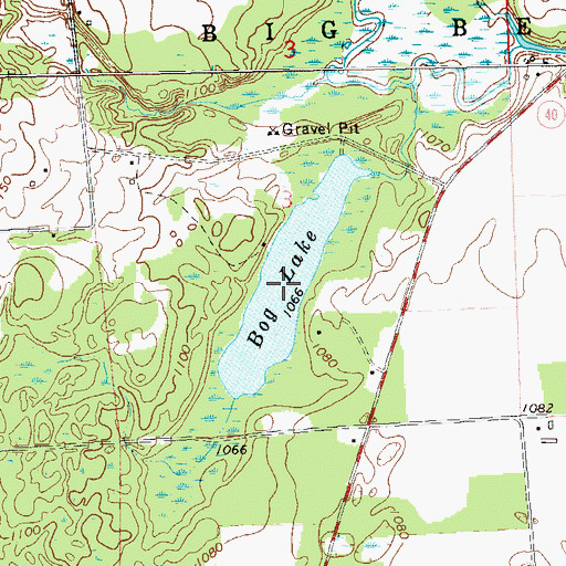 Topographic Map of Bog Lake, WI