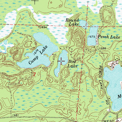 Topographic Map of Bog Lake, WI