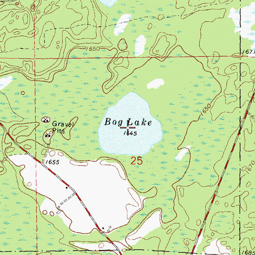 Topographic Map of Bog Lake, WI
