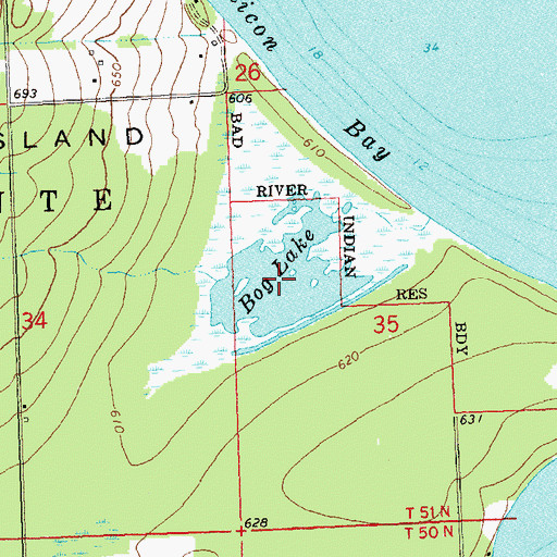 Topographic Map of Bog Lake, WI