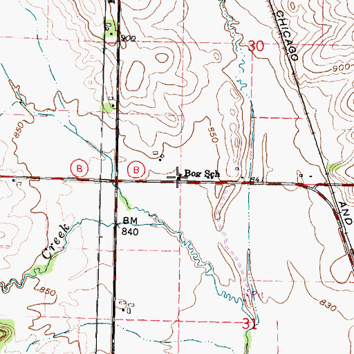 Topographic Map of Bog School, WI