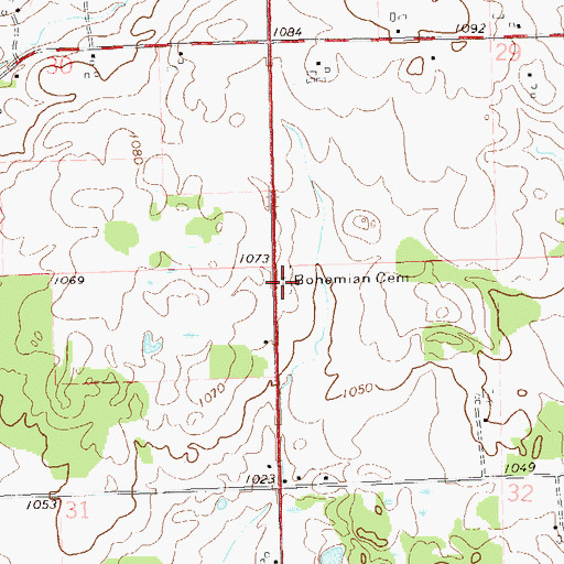 Topographic Map of Bohemian Cemetery, WI