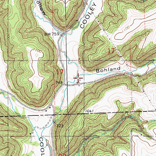 Topographic Map of Bohland Hollow, WI