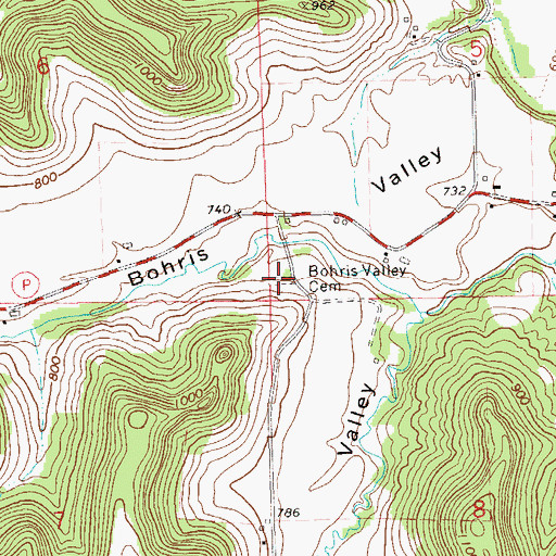 Topographic Map of Bohris Valley Cemetery, WI