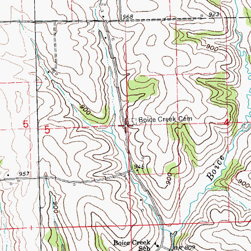 Topographic Map of Boice Creek Cemetery, WI