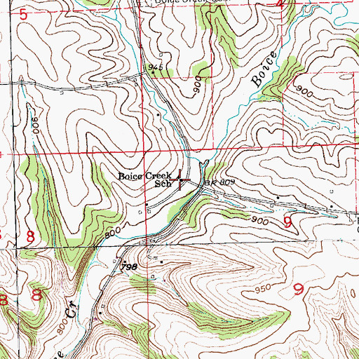 Topographic Map of Boice Creek School, WI