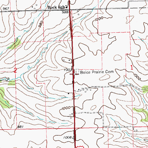 Topographic Map of Boice Prairie Cemetery, WI
